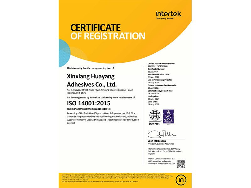 環(huán)境管理體系認(rèn)證證書14001（英文版）